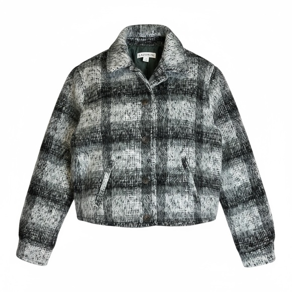 And Now This Jackets & Blazers - And now this green gray plaid meadowland cropped shacket jacket